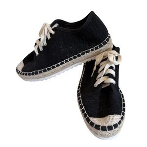 Francesco Black Espadrille Lace Up Sneakers Women's Size 8M